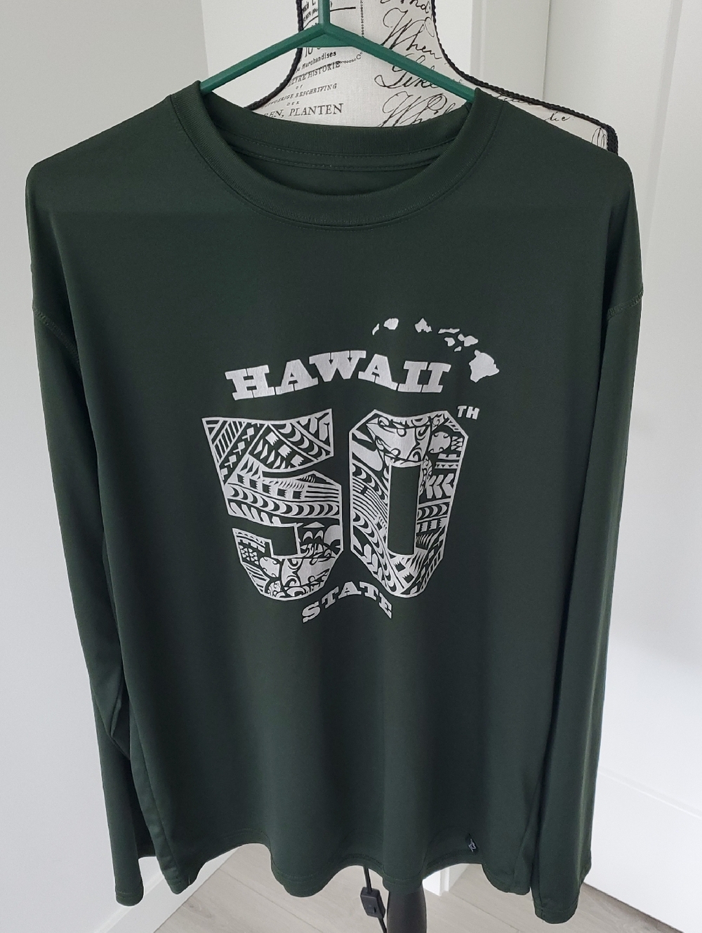 Hawaii 50 Men's Long Sleeve Swim Rash Guard - Dark Green